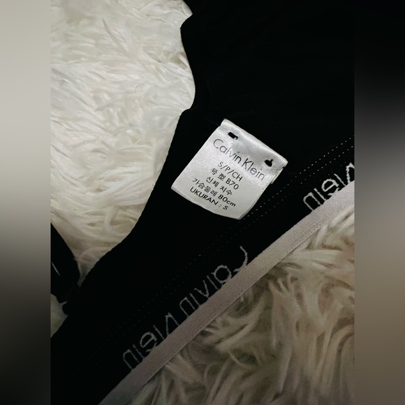 Calvin Klein Bralette - Triangle - Cotton - Black / White - Adjustable - SZ S - Picture 6 of 7